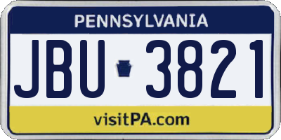 PA license plate JBU3821