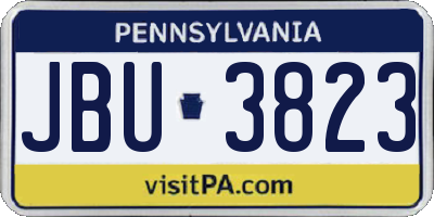 PA license plate JBU3823