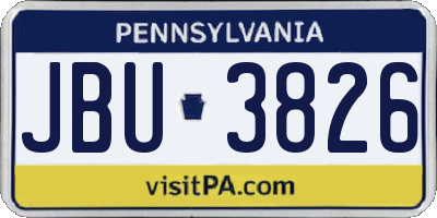 PA license plate JBU3826