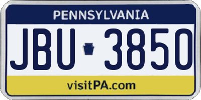 PA license plate JBU3850