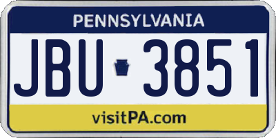 PA license plate JBU3851