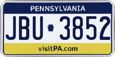 PA license plate JBU3852