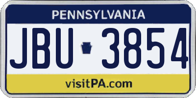 PA license plate JBU3854