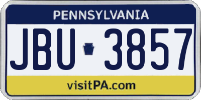 PA license plate JBU3857
