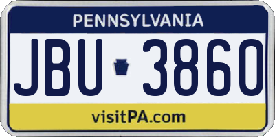 PA license plate JBU3860