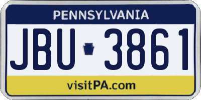 PA license plate JBU3861