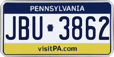 PA license plate JBU3862