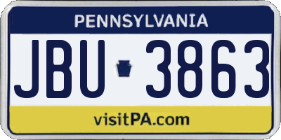 PA license plate JBU3863