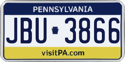 PA license plate JBU3866