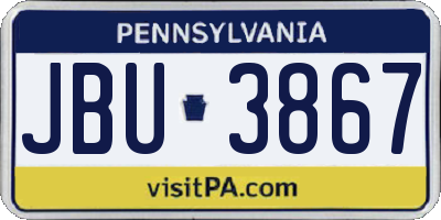 PA license plate JBU3867