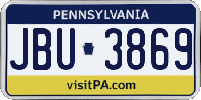 PA license plate JBU3869