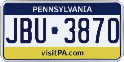 PA license plate JBU3870