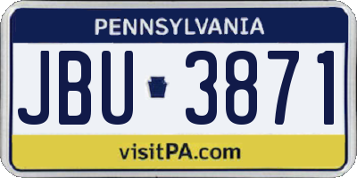 PA license plate JBU3871