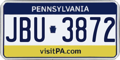 PA license plate JBU3872