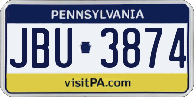 PA license plate JBU3874
