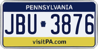 PA license plate JBU3876