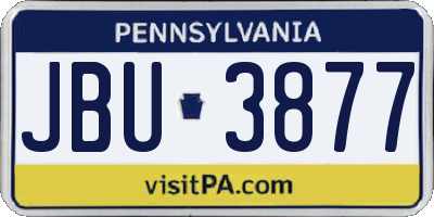 PA license plate JBU3877