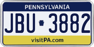 PA license plate JBU3882