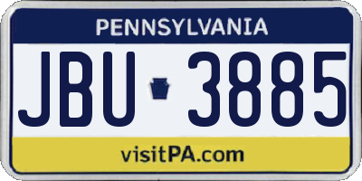 PA license plate JBU3885