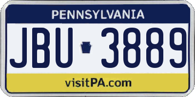 PA license plate JBU3889