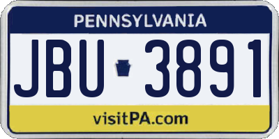 PA license plate JBU3891