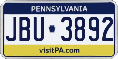 PA license plate JBU3892