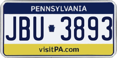 PA license plate JBU3893