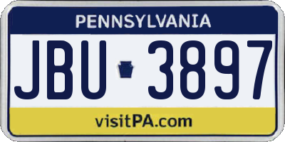 PA license plate JBU3897