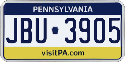 PA license plate JBU3905