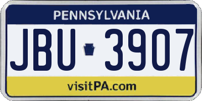 PA license plate JBU3907