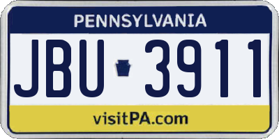 PA license plate JBU3911