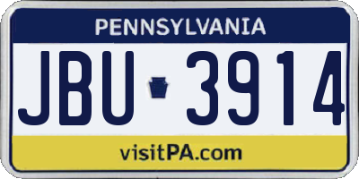 PA license plate JBU3914