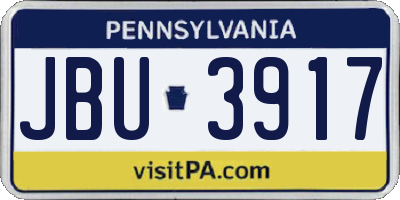 PA license plate JBU3917