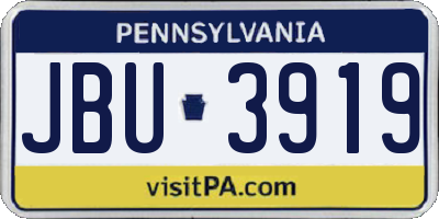PA license plate JBU3919