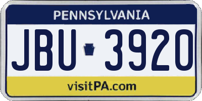 PA license plate JBU3920