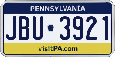 PA license plate JBU3921