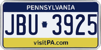 PA license plate JBU3925