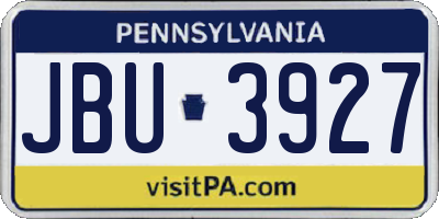 PA license plate JBU3927