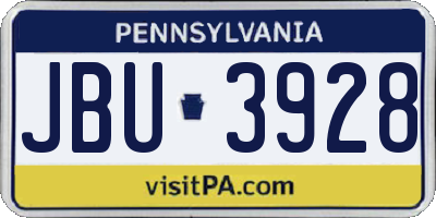 PA license plate JBU3928