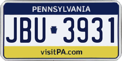 PA license plate JBU3931