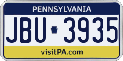 PA license plate JBU3935