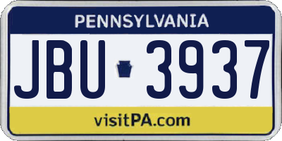 PA license plate JBU3937