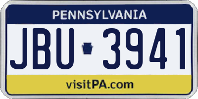 PA license plate JBU3941