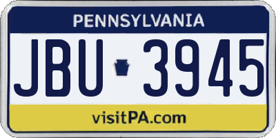 PA license plate JBU3945