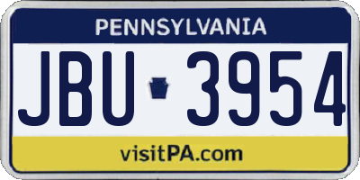 PA license plate JBU3954