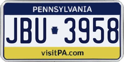 PA license plate JBU3958