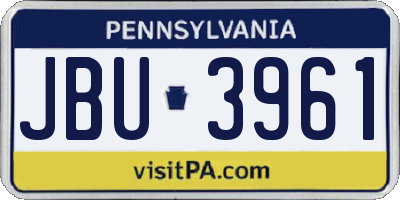 PA license plate JBU3961