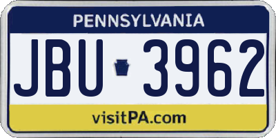 PA license plate JBU3962