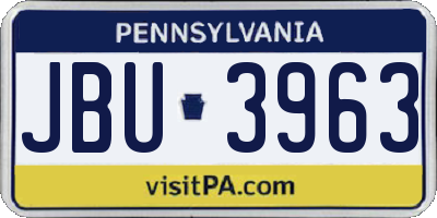 PA license plate JBU3963