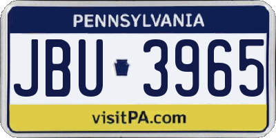 PA license plate JBU3965